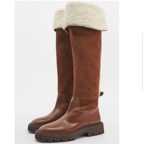 BRAND NEW LEATHER BOOTS LINED WITH FLEECE TRIM - Picture 6 of 6